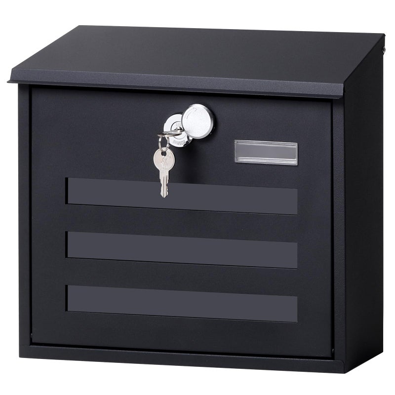 Jssmst Locking Mailbox Wall Mounted Vertical- Jssmst mailboxes with Key Lock Large Capacity, Key Lock Drop Box Large Capacity with Galvanized Cover and Rust-Proof Metal, 13 x 11.8 x 4.1 Inch SM-HPB918 - Image 1